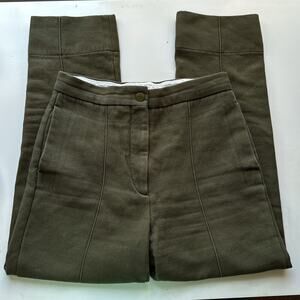 Sandro Green Cuff Crop Trouser Cotton Blend Pants size FR 36/ US 4